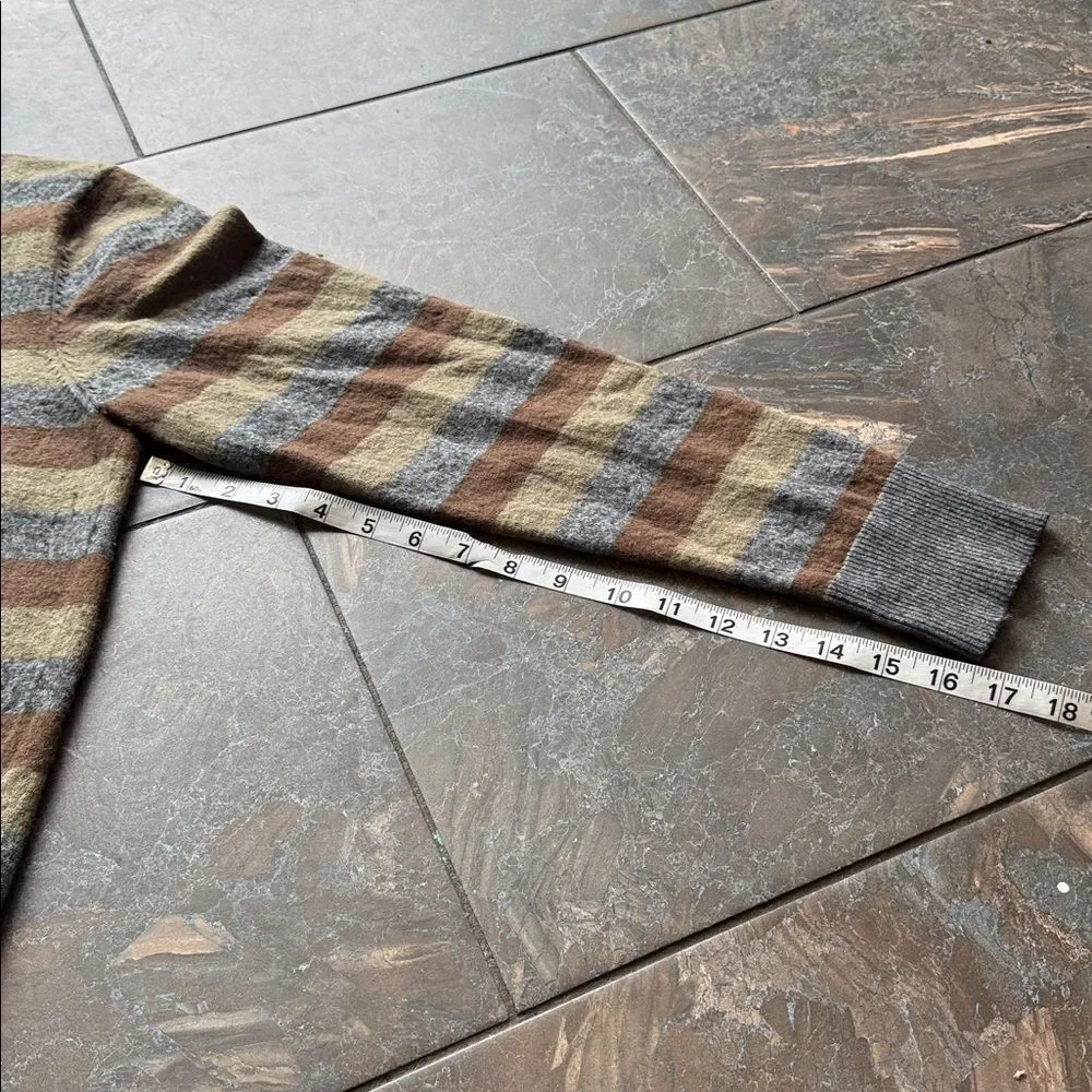 The North Face Wool Cotton Blend Long Sleeve Sweater - Stripes gray brown - L